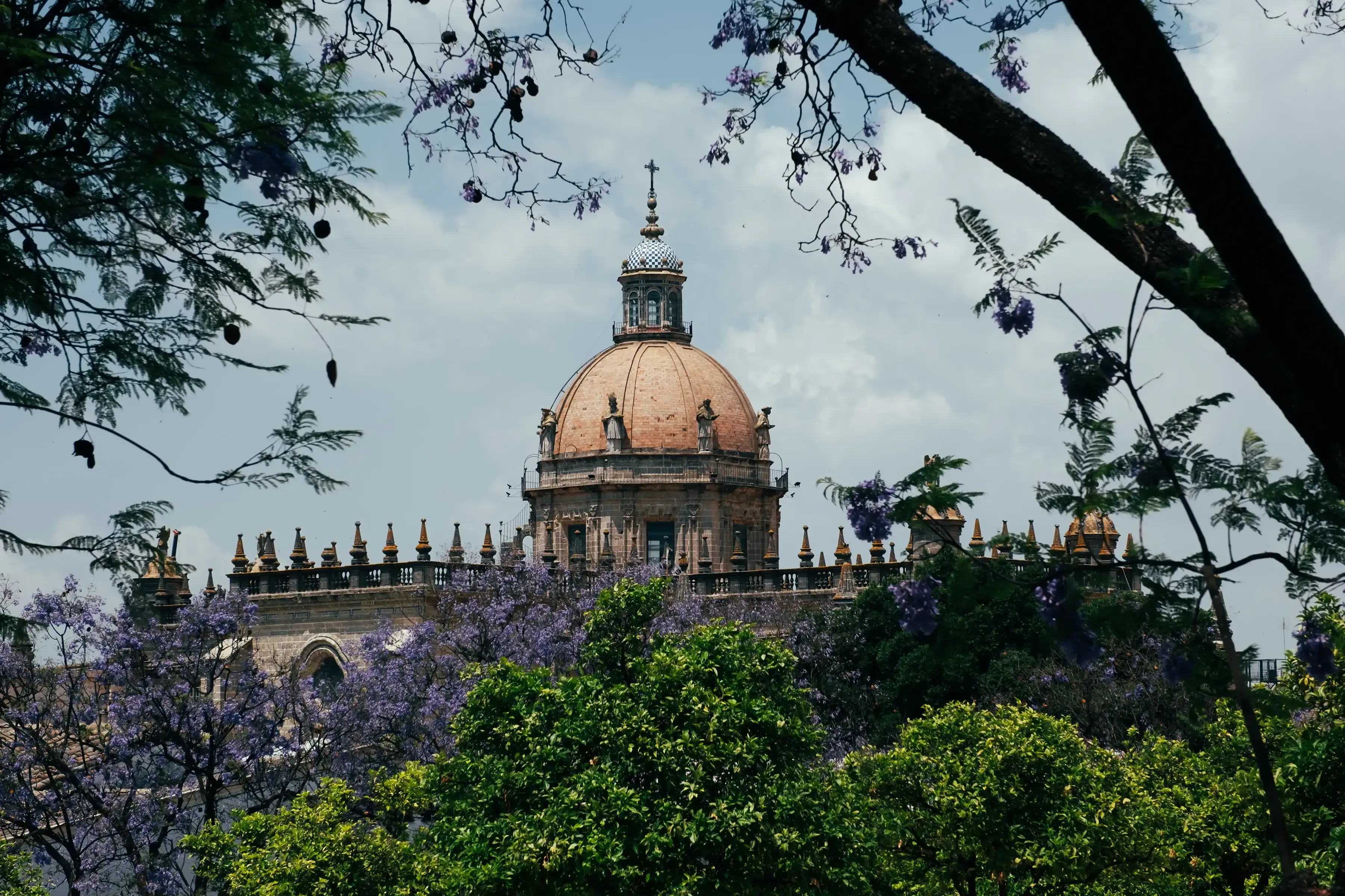Close-up detail of the ornamentation and tiling on the dome in Jerez de la Frontera.
