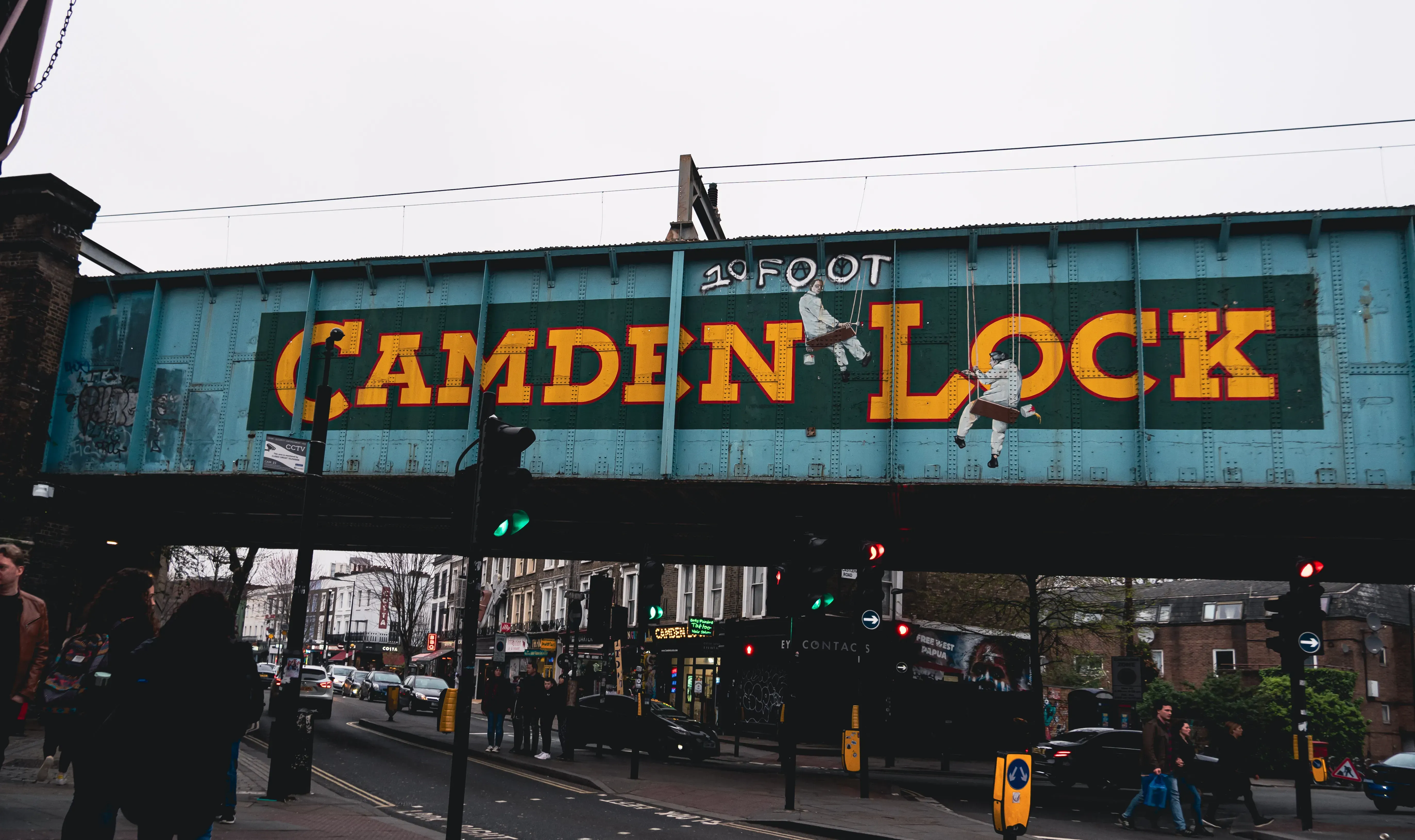 The bridge crossing the narrow canal at Camden Lock market area.