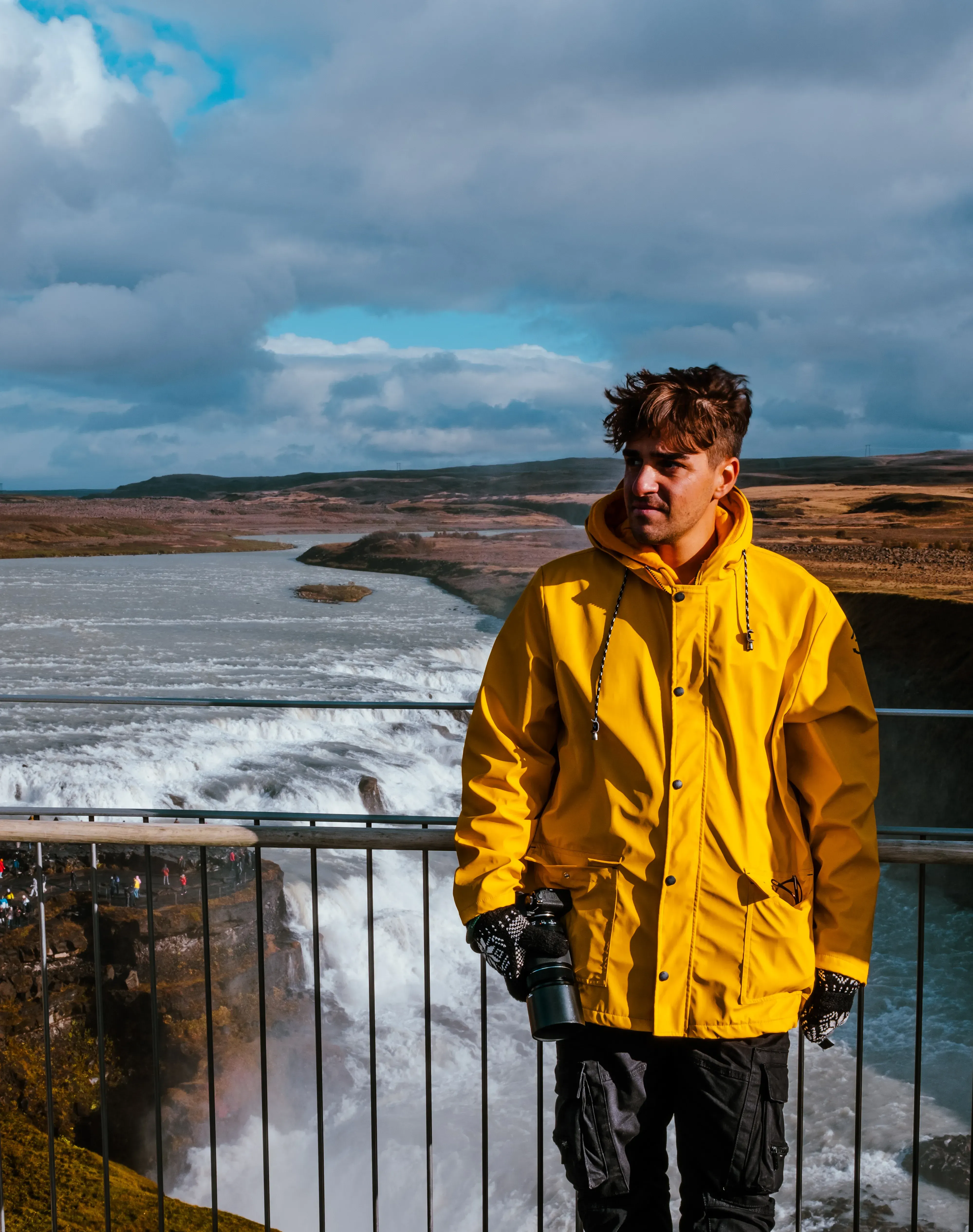 Ieser looking around next to the Gullfoss waterfall.
