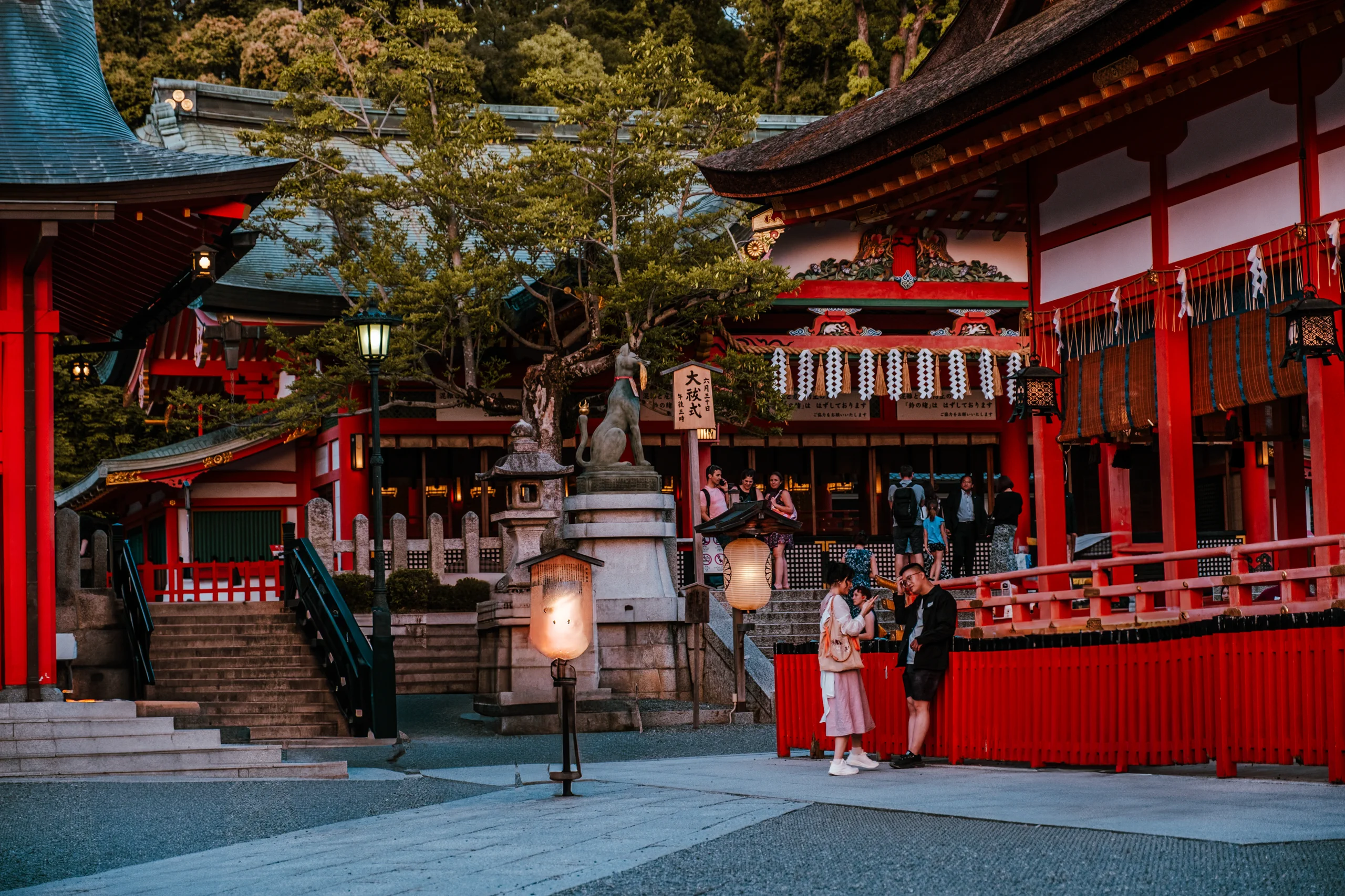 Kyoto temples at the evening