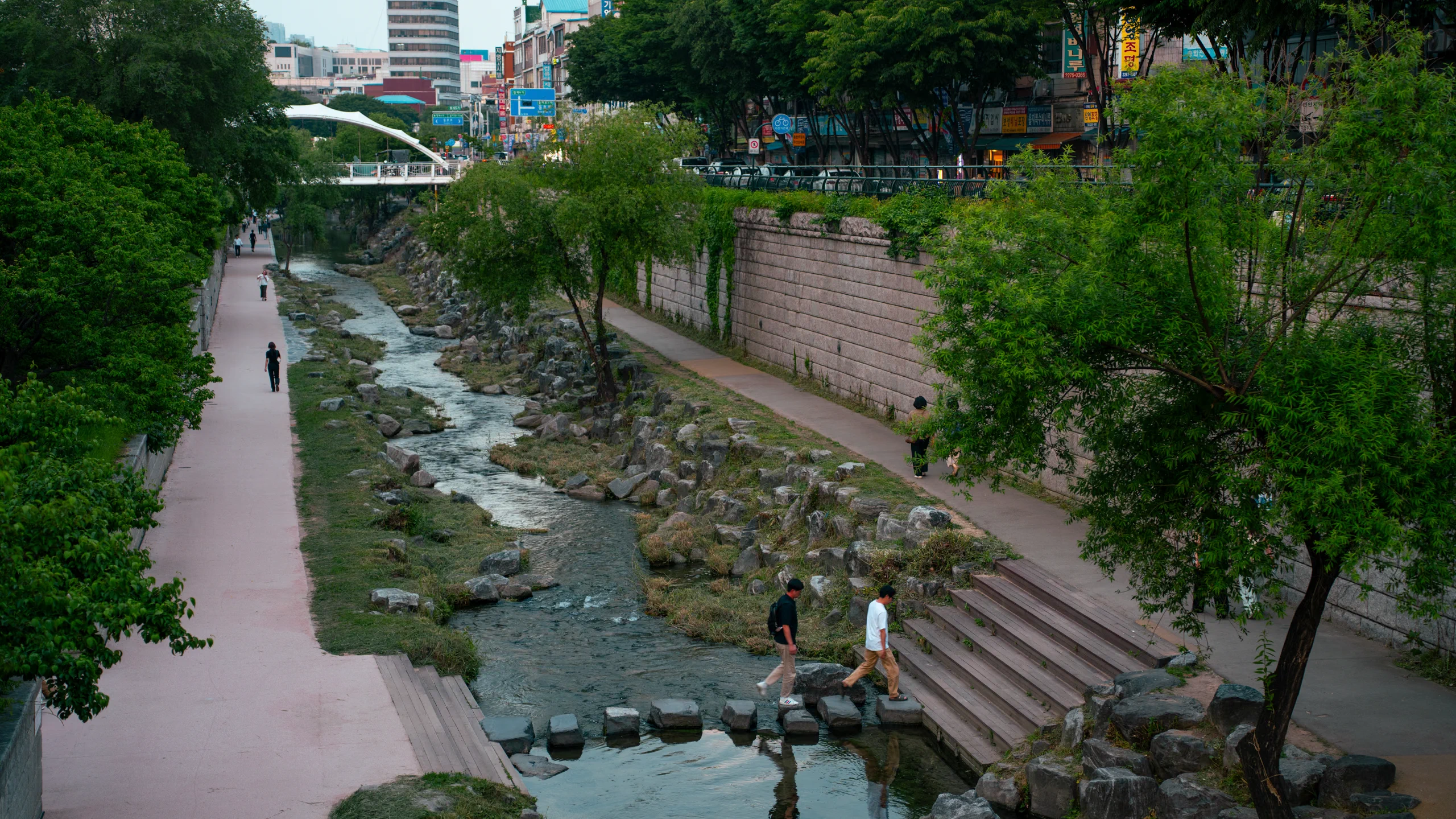 View of Cheonggyecheon river in Seoul
