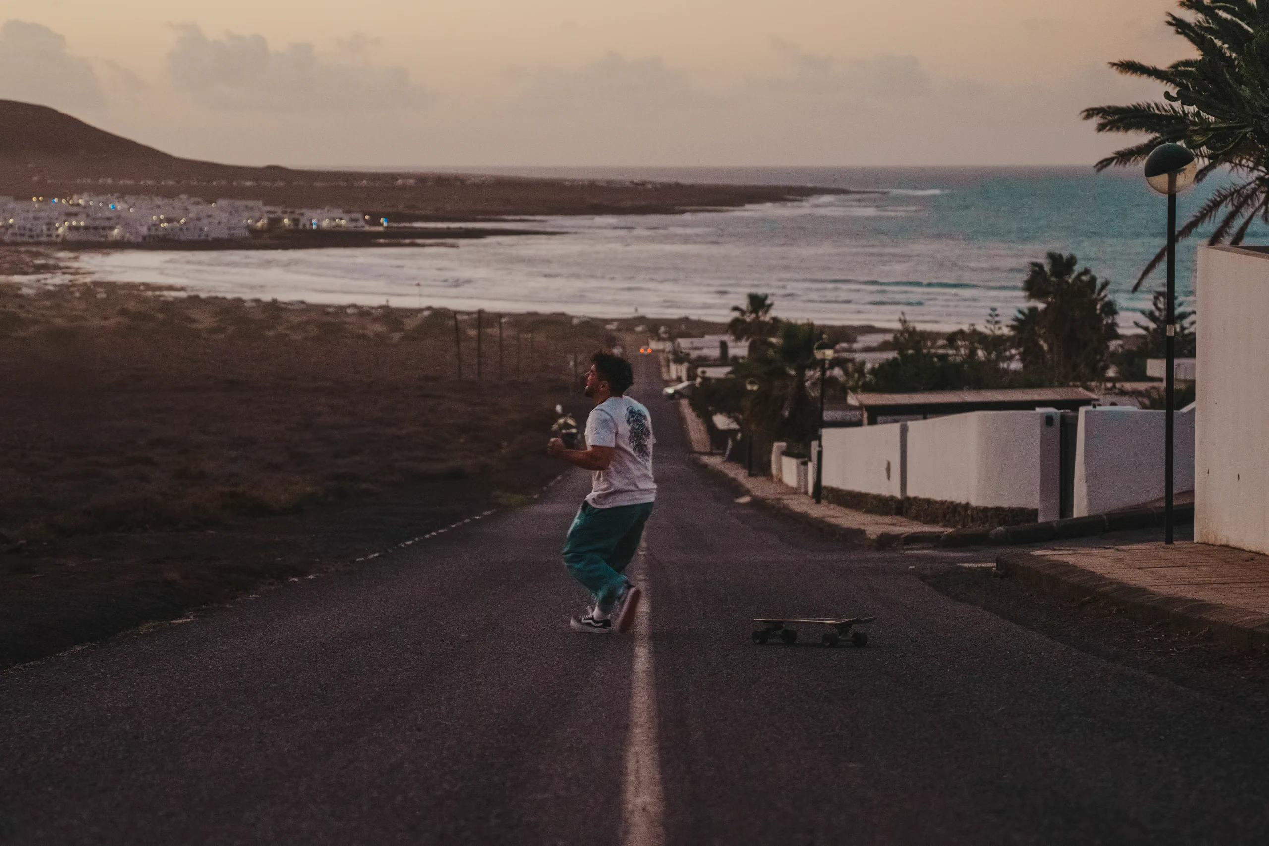 Ieser falling down from a skateboard in famara, Lanzarote