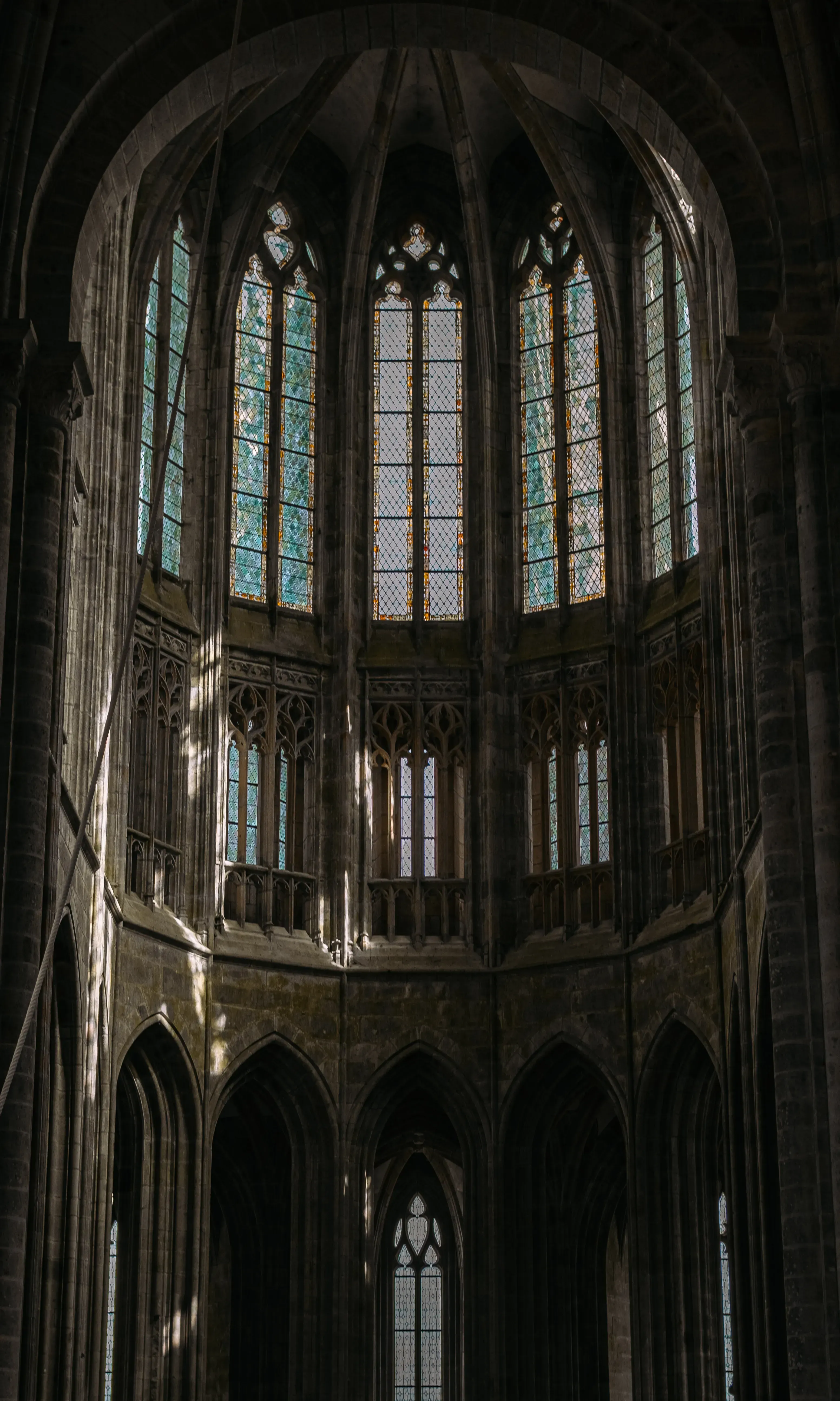 An interior shot of the upper section of the Abbey, likely showing the transept or choir area with high arches.