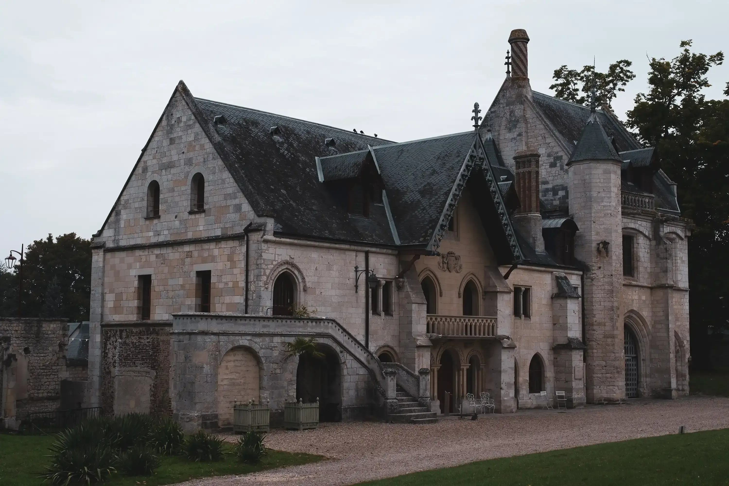The ticket office or entrance building of the Jumièges Abbey ruins.