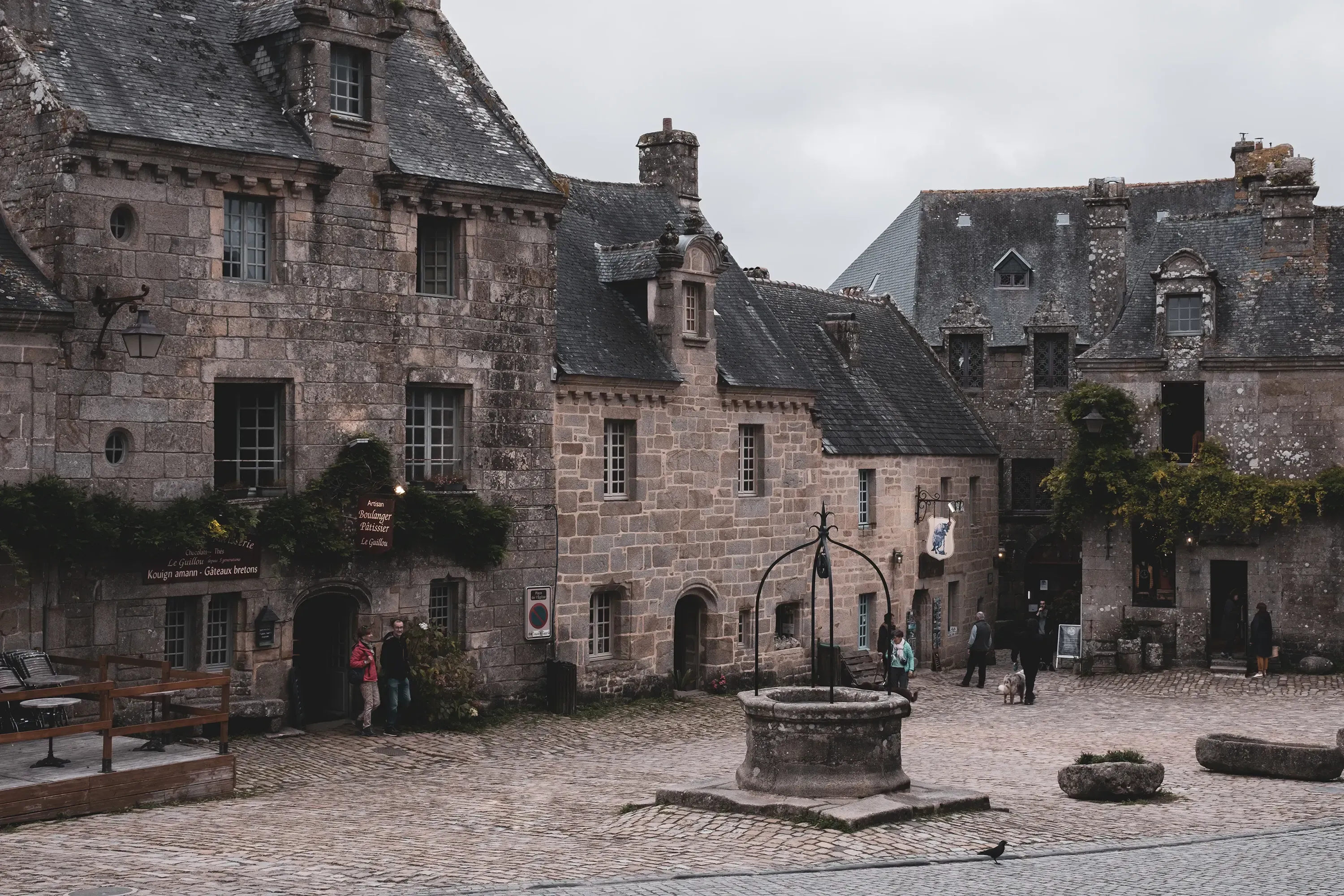 A view down the main stone-paved street of the village.
