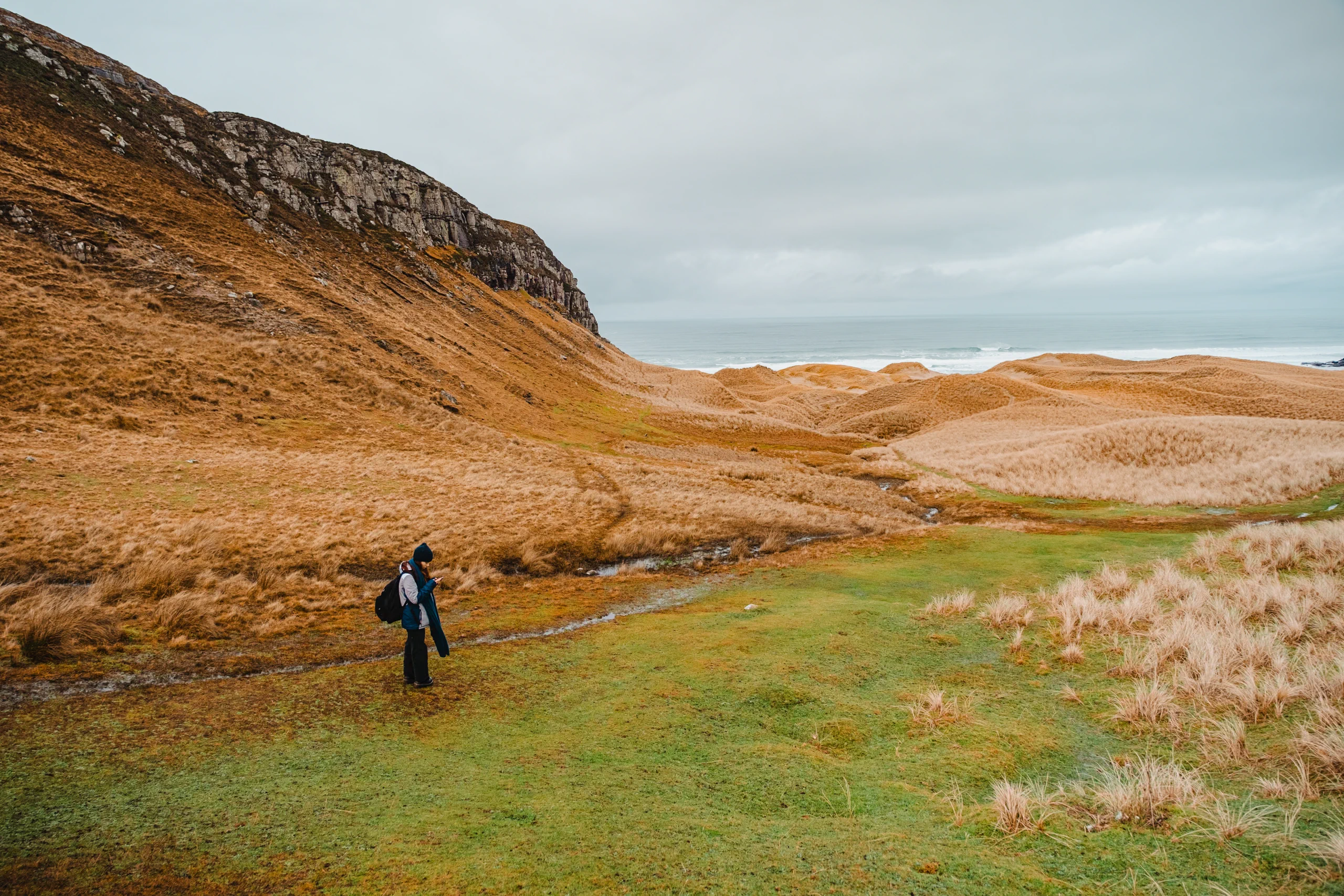 Alisia walking through the heather.