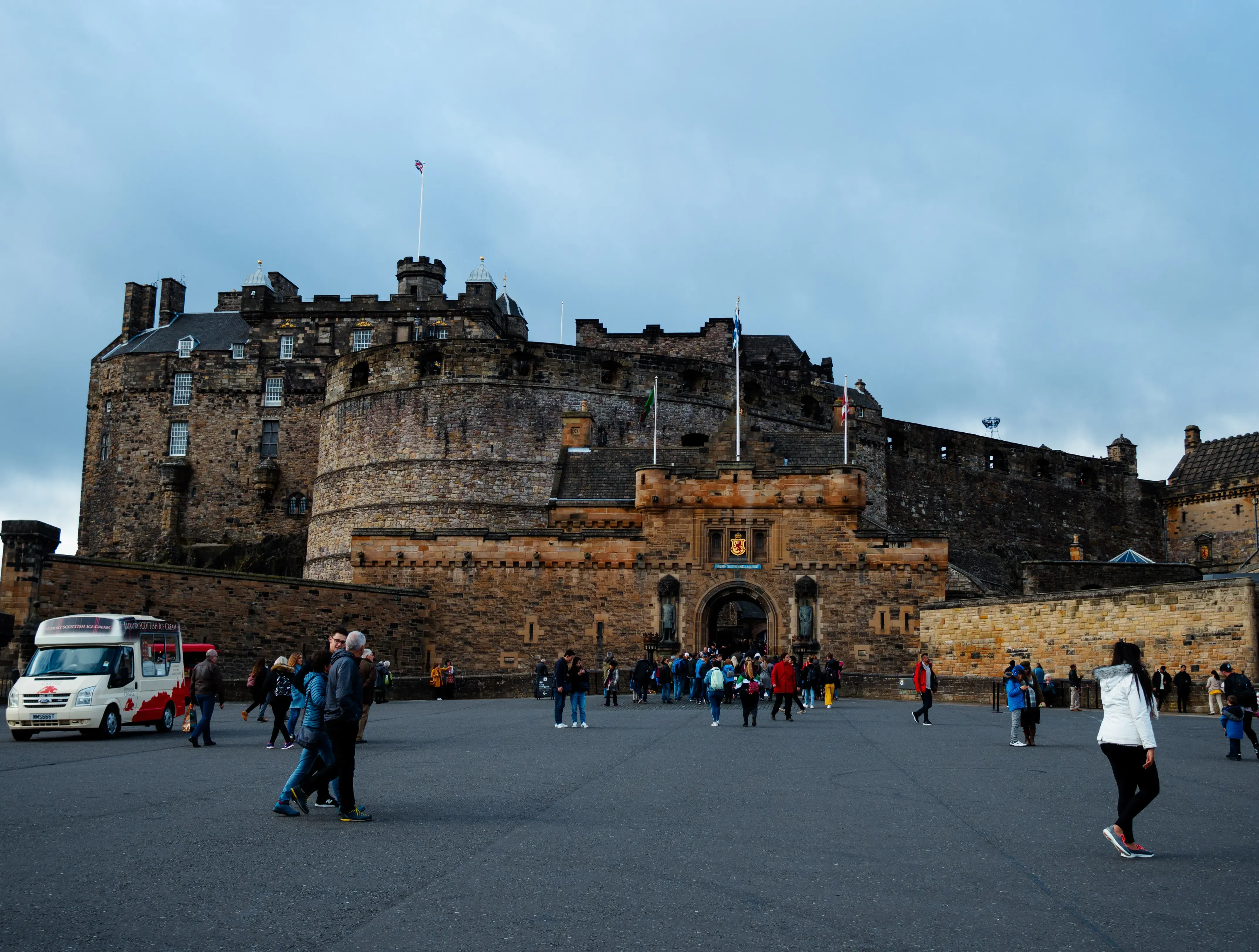The large esplanade in front of Edinburgh Castle.