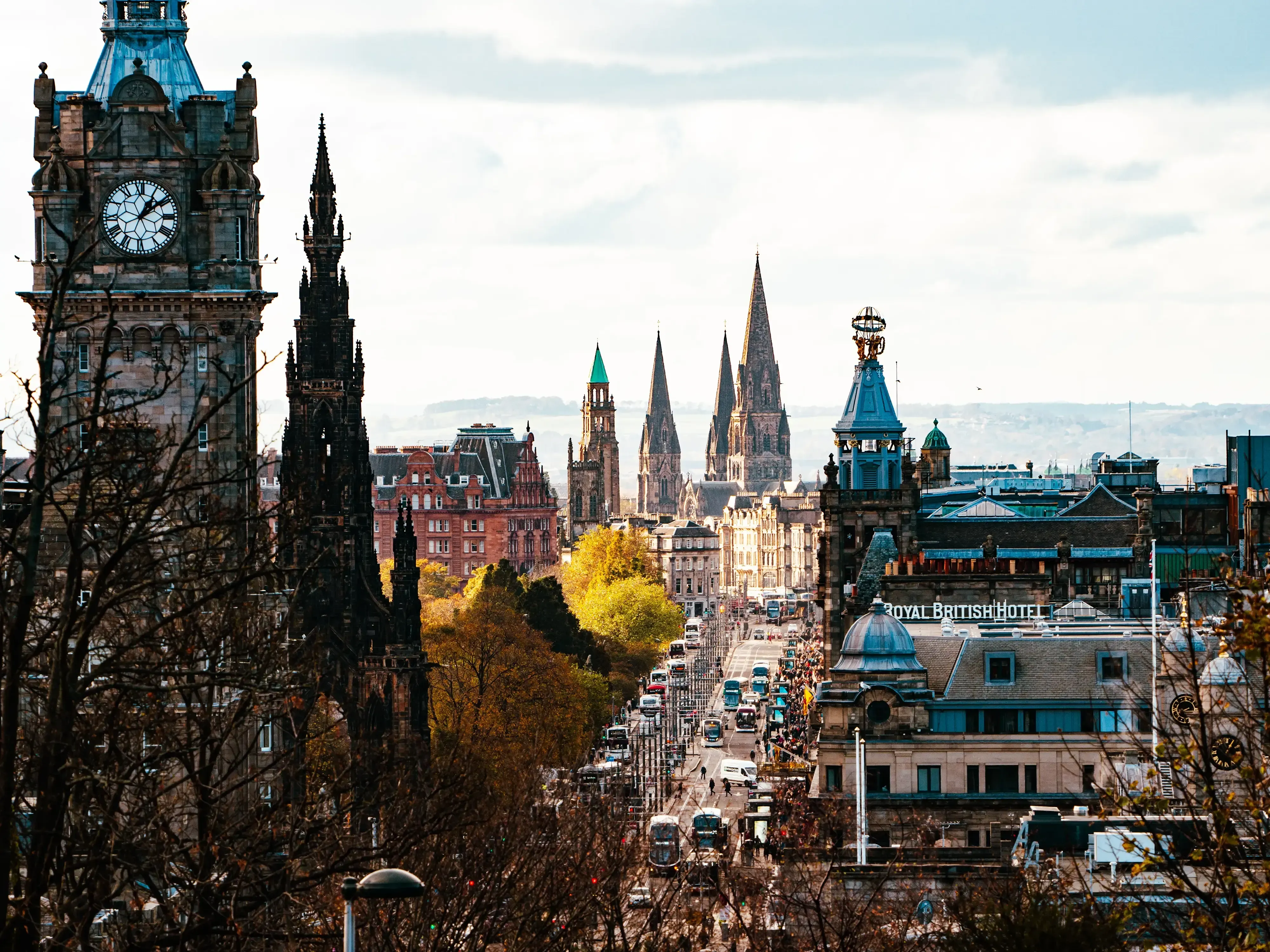 View of the street layout and city grid from the top of Calton Hill.