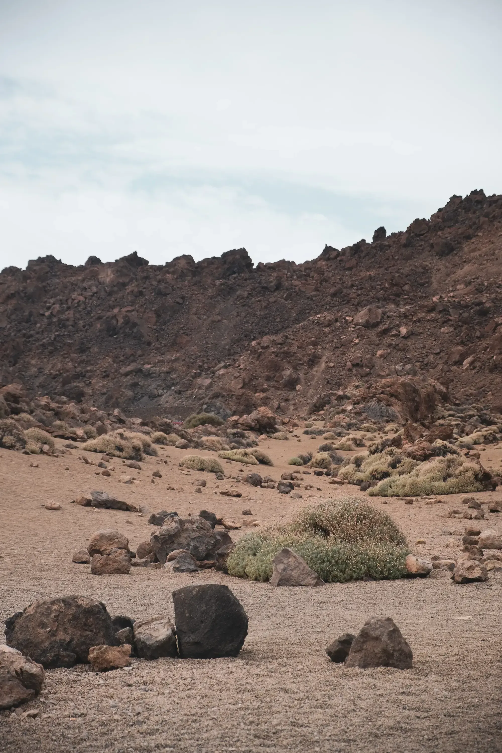 Close-up shot of the strange, rocky formations and arid ground found near the Teide volcano.