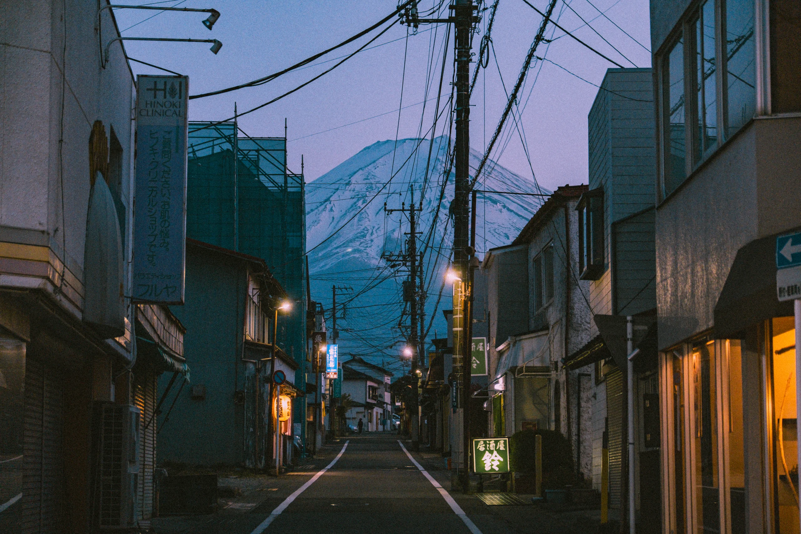 Mount Fuji at night