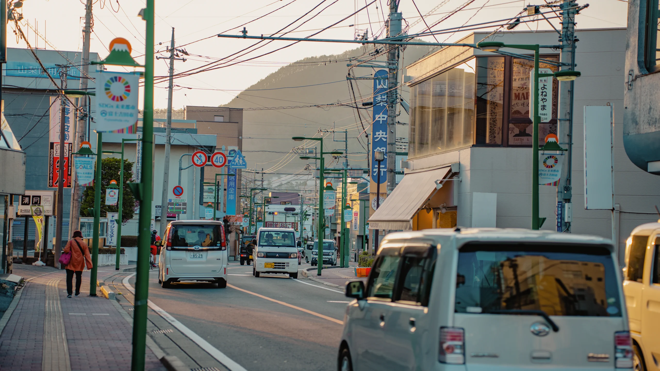 Fujikawaguchiko streets with japanese cars