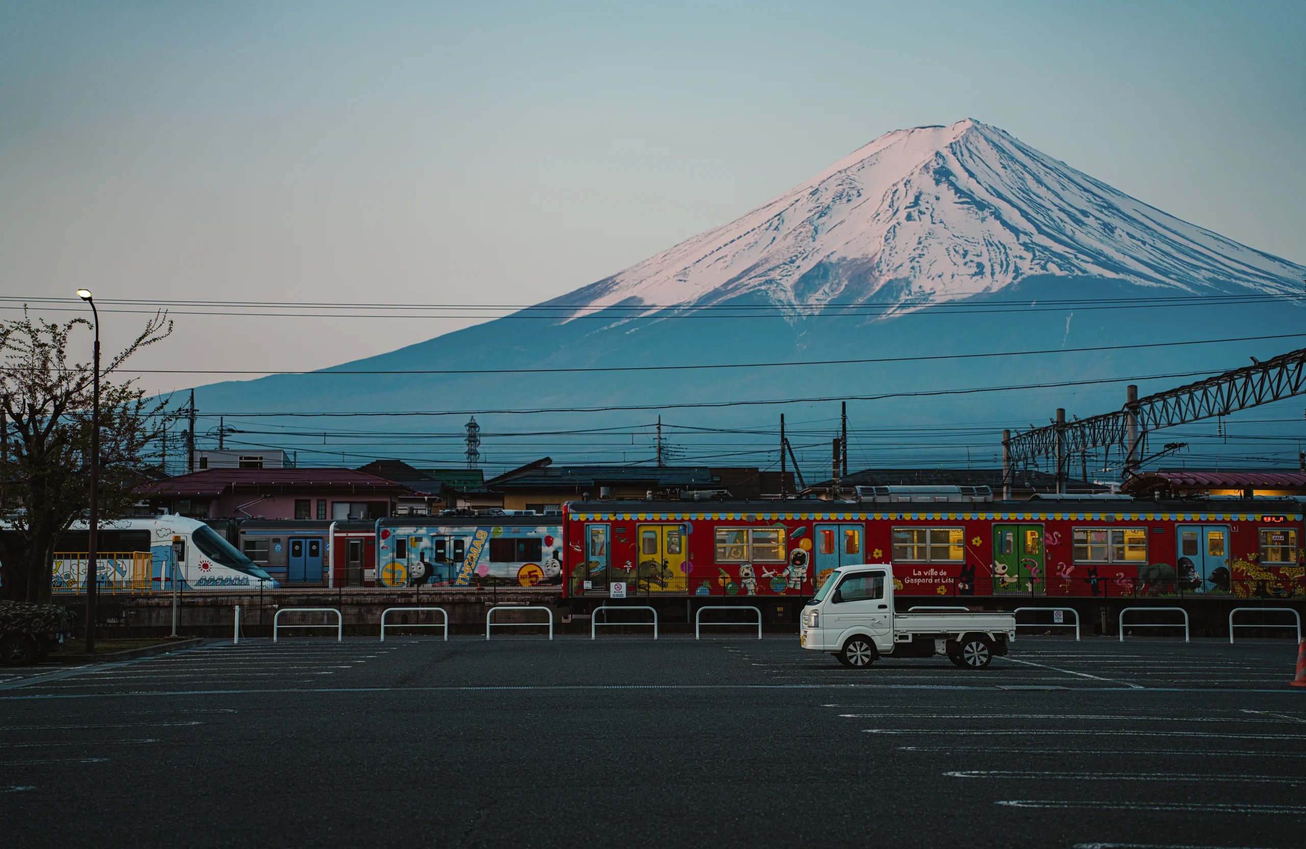 The mount fuji seen from Fujikawaguchiko station