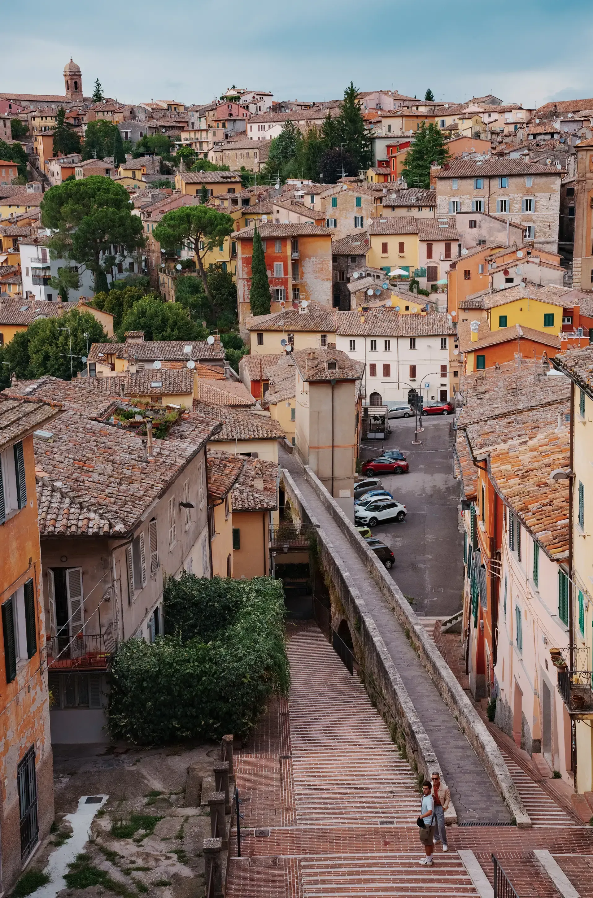 View of the ancient, covered canal or aqueduct walkway in Perugia (Acquedotto Medievale).