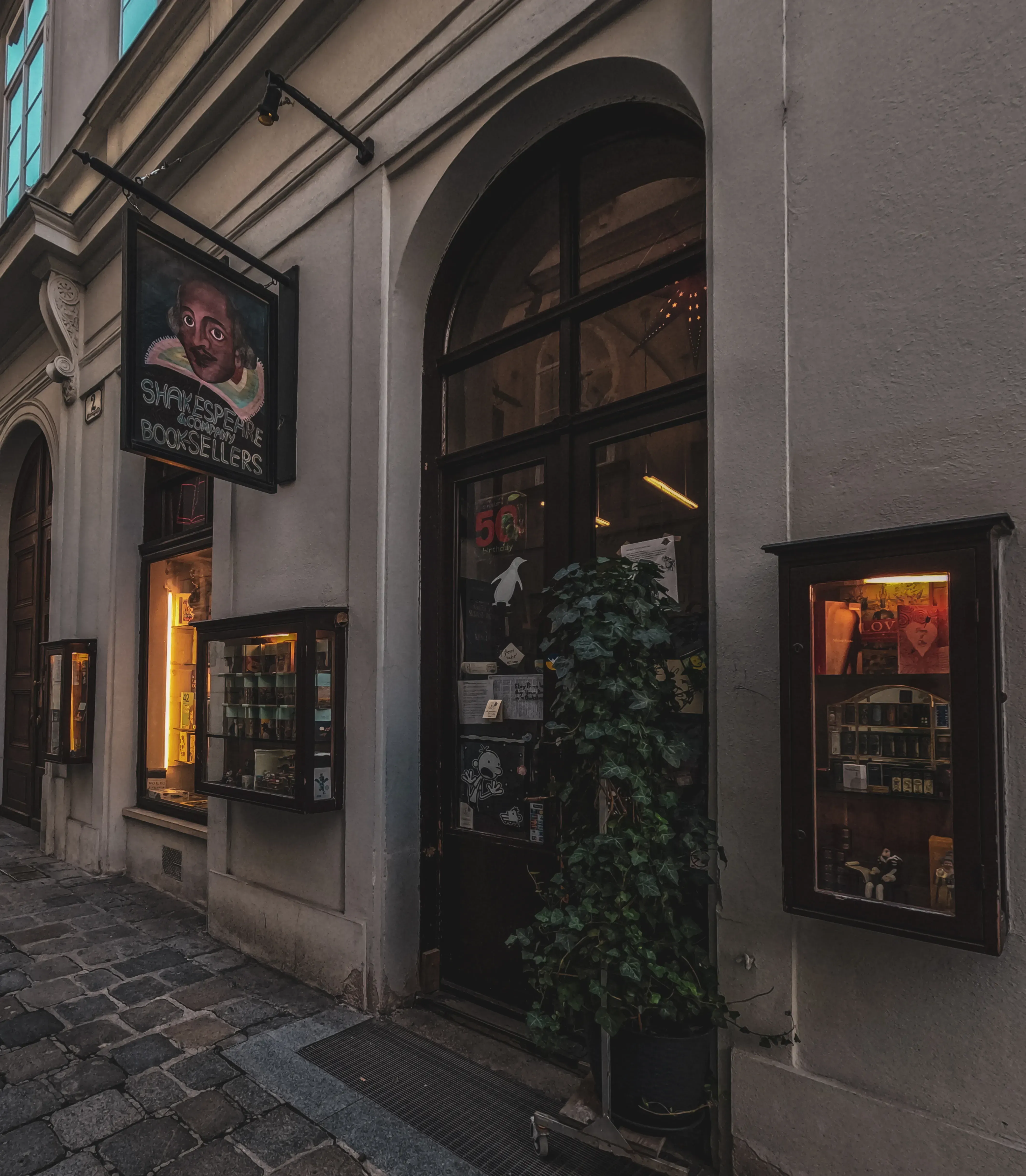 Entrance of a small book shop in vienna