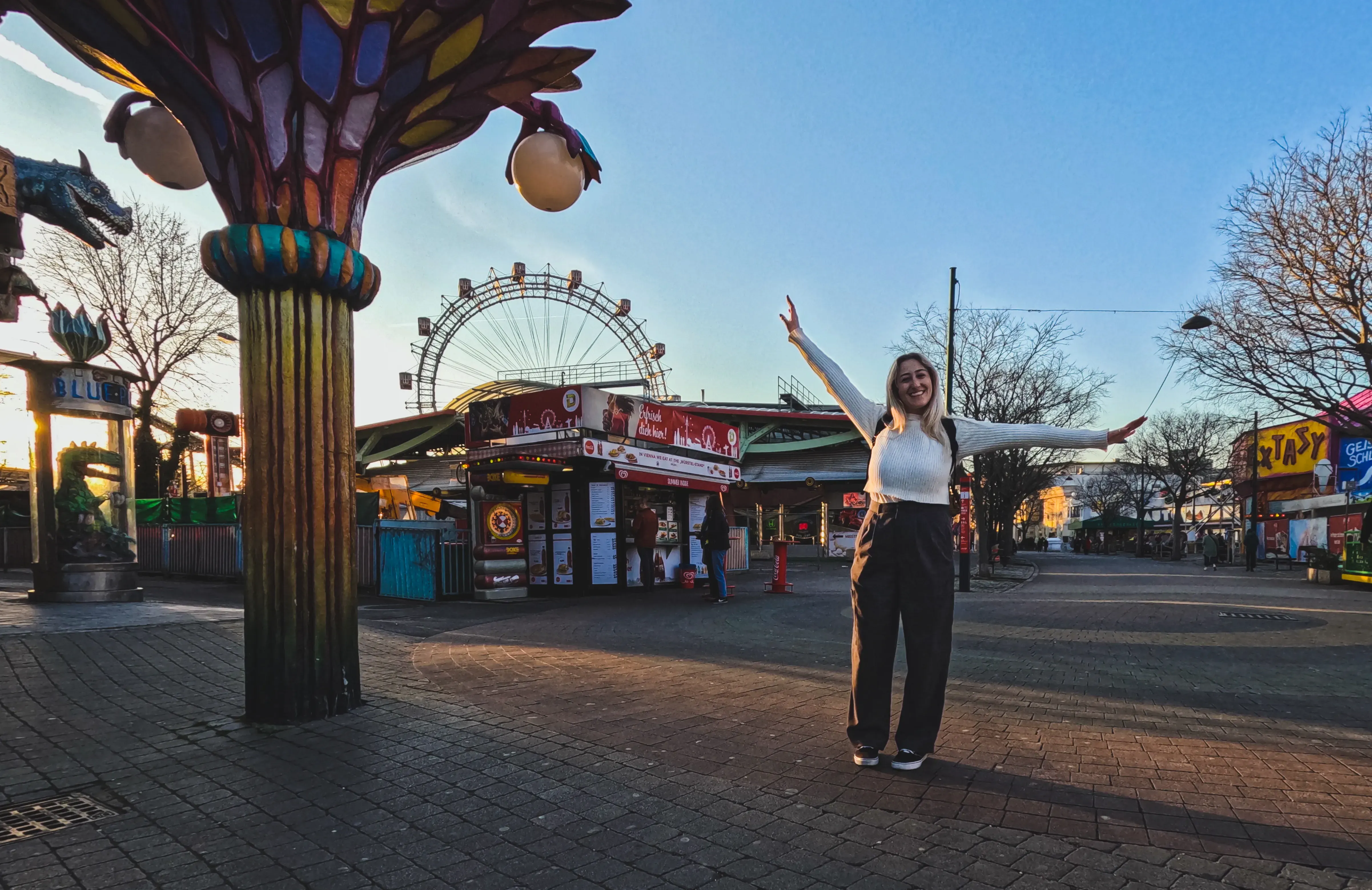 Letizia enjoying the atmosphere of the Prater amusement park.